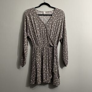 Lazy Sundays Floral Faux Wrap Midi Dress Boho Long Sleeve Cottagecore Brunch